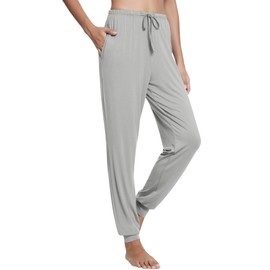NACHILA Women's Pajamas Pants Soft Joggers Cooling Sleep Pants Comfy Pj Bottoms,Viscose Made from Bamboo Light Grey S