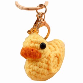 Lefe Liee crochet duck keychain, cute plush animal key chain for backpacks, bag accessories charms kawaii duck jewelry gifts