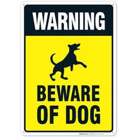 Warning Beware of Dog Sign, Dog Warning Sign, 10x14 Inches, 55 mil Thick HDPS (high Density polystyrene), Made in USA