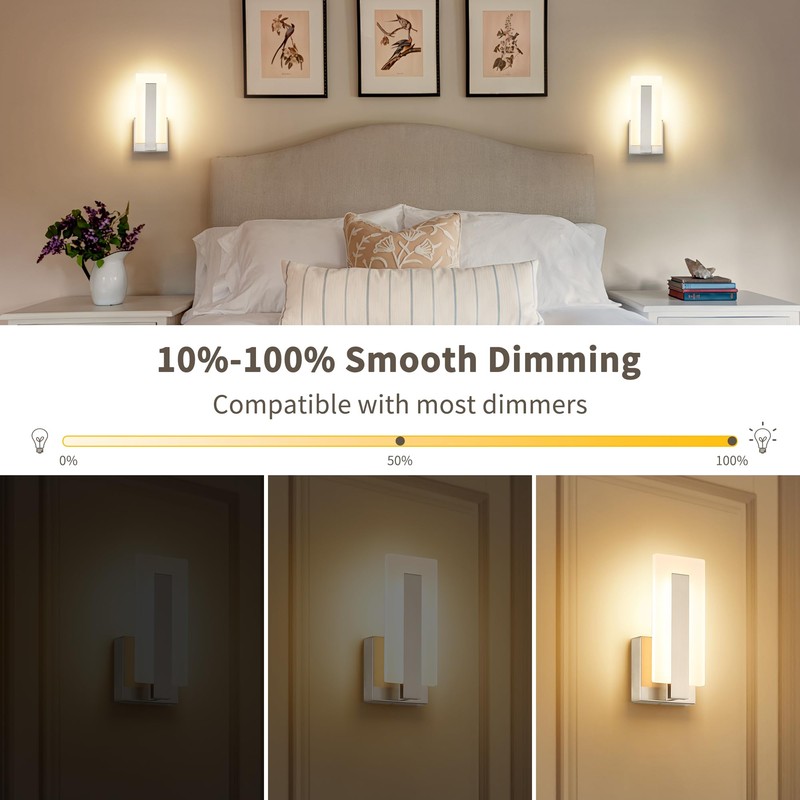 Joosenhouse LED Wall Sconce Set of 2, Hardwired Dimmable Wall