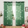 DEARTOWN Christmas Sheer Curtains, Snowflake Silver Foil Print Sheer Curtains,