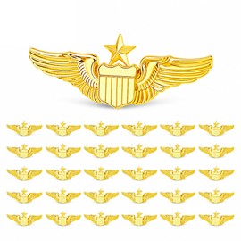 30 Pcs Pilot Wing Pins Gold Tone Alloy Set for Uniform Costume
