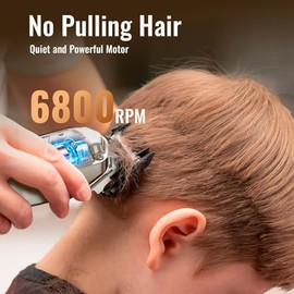 Hair Clippers Men,Cordless Clipper for Men Haircut Waterproof with LED | IPX7 Waterproof,4 Hours Long Runtime,6800RPM Powerful Motor,Durable Stainless Steel Blades,LED,0.8–2mm Precision