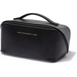 Travel Makeup Bag, Large Capacity Cosmetic Bags for Women, Waterproof Portable Pouch Open Flat Toiletry Bag, Make up Organizer with Divider and Handle (Black)
