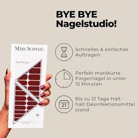 Miss Sophie Nagelfolie - Brick Red - Einfarbig, Rot, Nail Wraps - 24 ultra-dünne selbstklebende langanhaltende Nagelfolien