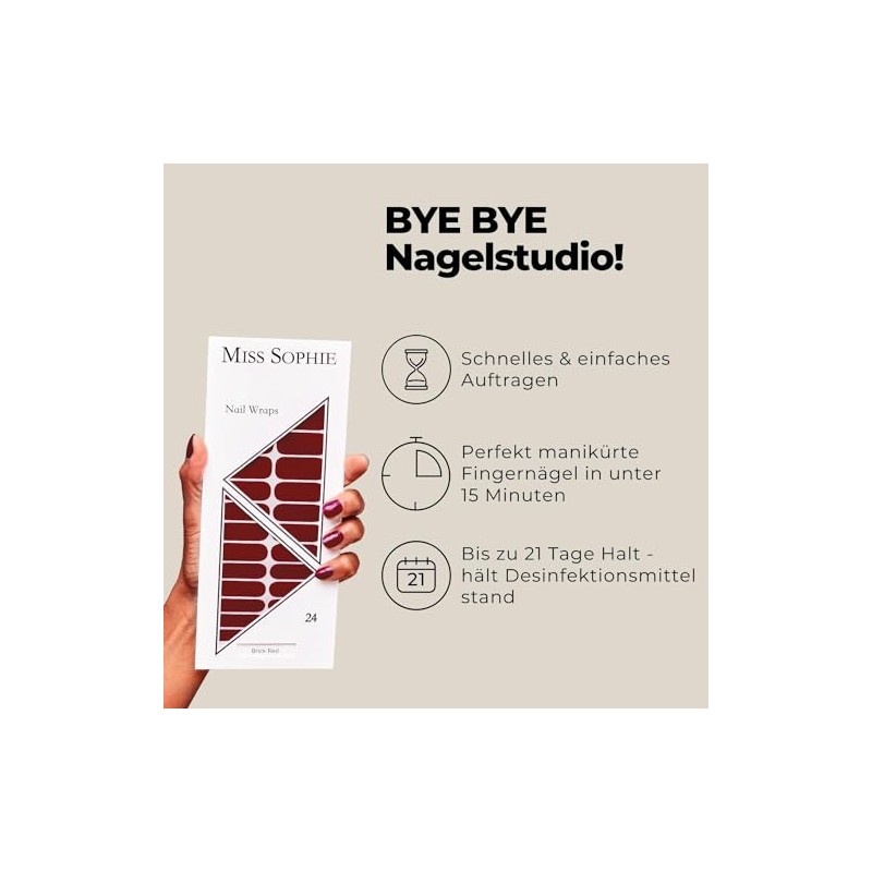 Miss Sophie Nagelfolie - Brick Red - Einfarbig, Rot, Nail