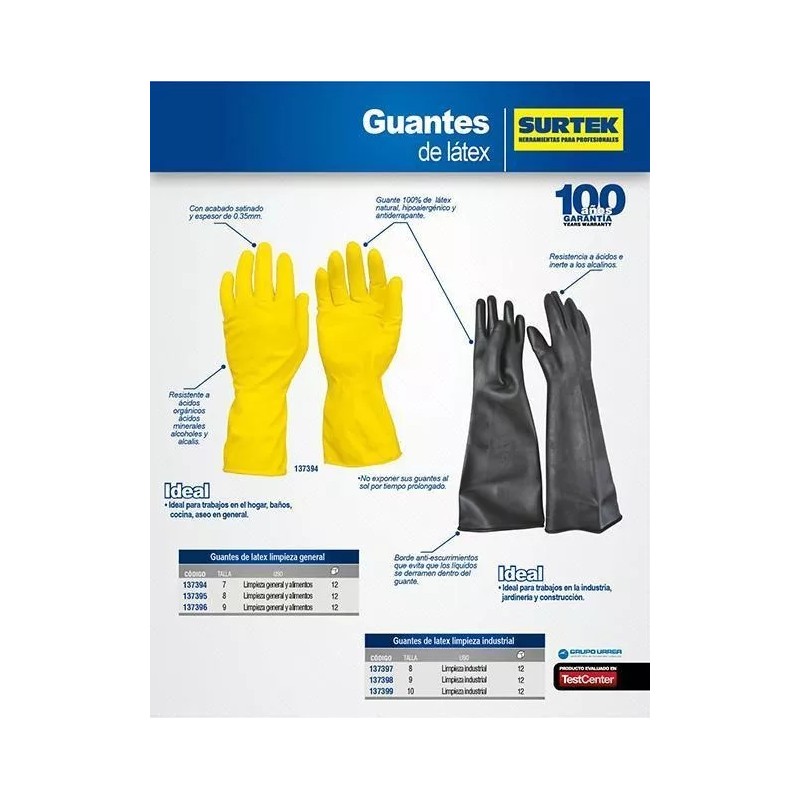 Surtek Guantes De Látex Domésticos Talla Chica Surtek 137394