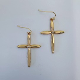 ITS Sense E0962 Gold Colored Metal Simple Cross Shape Drop Dangle Hook Earrings