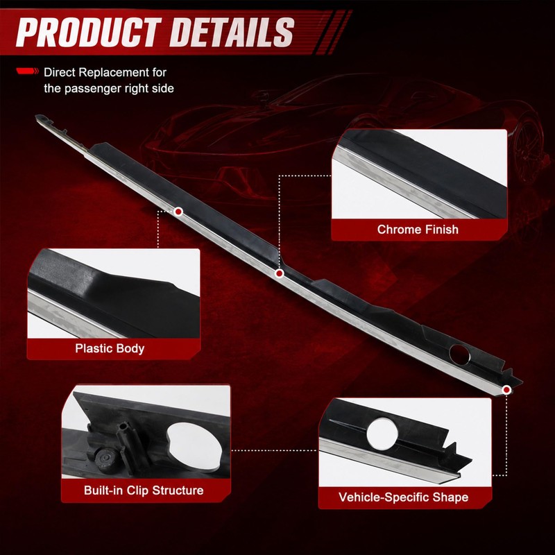 XQSMWF Front Passenger Right Side Chrome Fender Garnish Molding Trim