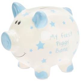 L & P Home & Gifts MY First Piggy Bank Blue Large
