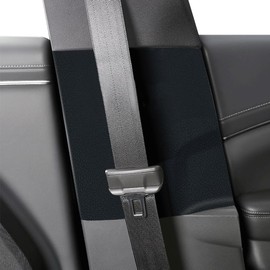 AOSKonology for Mach E Accessories Seat Belt Pillar Protector Edge Guard Set of 2 Leather Bumper Sticker Anti-Collision Protect Compatible with 2021-2025 Mustang Mach-E Accessories (v2)