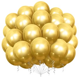 Pack of 100 Gold Balloons, 12 Inch Gold Latex Balloons, Gold Birthday Balloons, Helium Balloons for Birthdays, Weddings, Baby Shower, School Party Party, Gold Theme Party Decoration