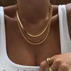 Layered Gold Necklaces Non Tarnish- Chunky 14k Gold Plated Herringbone/Snake/Rope/Box/Cuban
