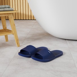 FUNKYMONKEY Mens Bathroom Shower Slippers Indoor Home Beach Non Slip Sandal (9 M US, Navy)