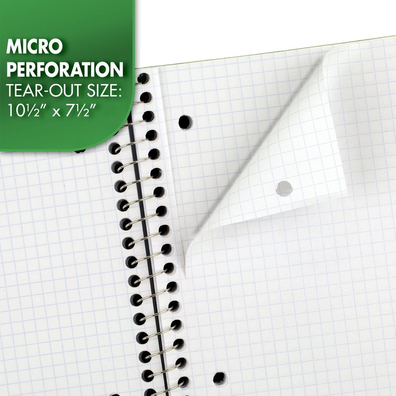 Mead Spiral Notebook, 1 Subject, Quad Ruled, 100 Sheets, Grid