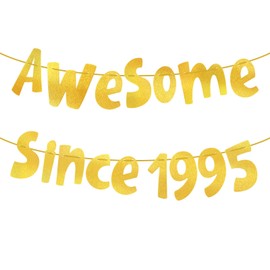 30th Birthday Banner - Awesome Since 1995, Gold Glitter 30th birthday decorations and Anniversary Party Decorations Women Men
