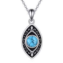 TIGER RIDER Evil Eye 925 Sterling Silver Necklace Vintage Turquoise Pendant Luck Jewelry Gift for Women Birthday Christmas
