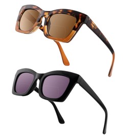 HIYANJN 2 Pack Bifocal Reading Sunglasses for Women Men UV400 Protection Outdoors Fashion Oprah Style Sun Readers With Spring Hinge 2.25x