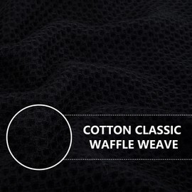 smiry Cotton Kitchen Dish Towels, 12" x 12", 6 Pack Waffle Weave Kitchen Towels, Ultra Soft Absorbent Quick Drying Dish Cloths, Black