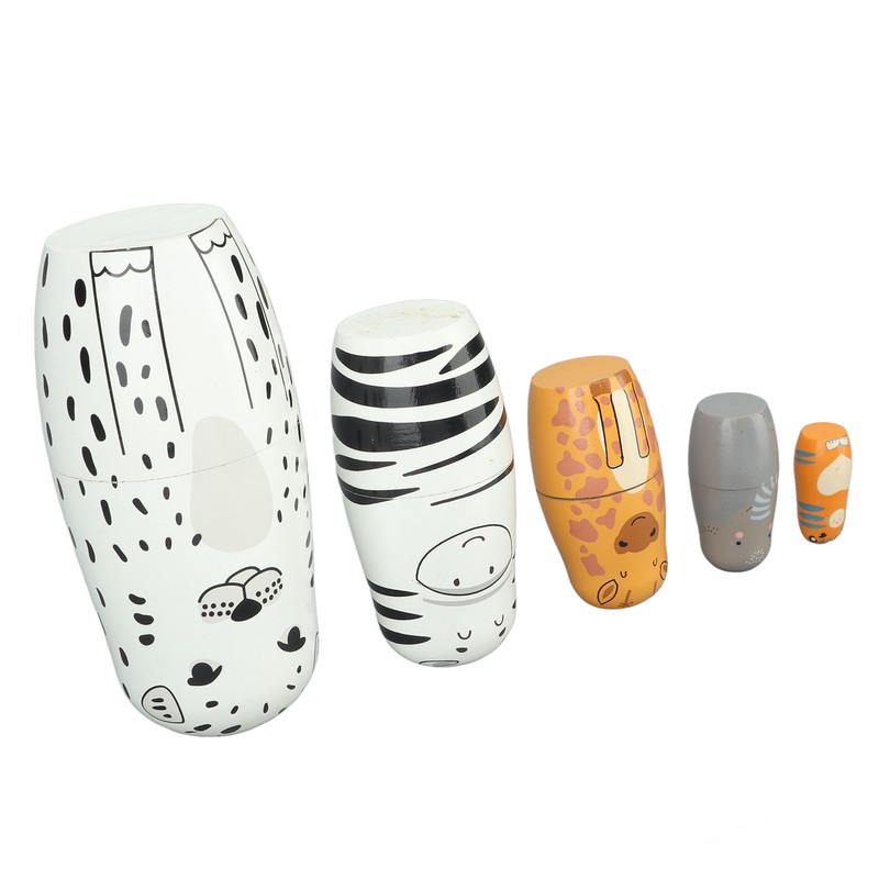 5Pcs Russian Nesting Dolls Hand Made Exquisite Wooden Animal Nesting