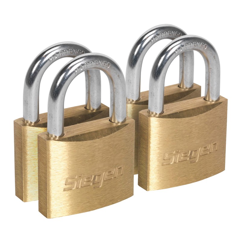 Sealey S0992 Key Alike Brass Body Padlock with Brass Cylinder,