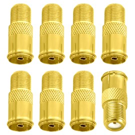 KUOQIY 8 Pieces F-Female to RF Female Coaxial Adapter, F-Type Female to TV Female Antenna Adaptor, Gold-Plated