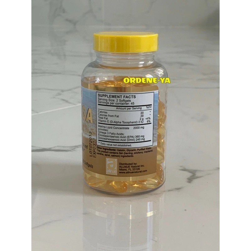 AllNue OMEGA XTRA 180 SOFTGELS XL Concentrated Anti Inflammatory FISH