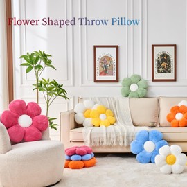 Vdoioe Flower Pillow,Flower Throw Pillow 15.7In Daisy Pillow Cute Flower Shaped Decorative Pillow Cushion Home Decor& Plush Pillow for Sofa Couch Bed Reading Tent.