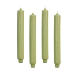 Pack of 4 Rustic Taper Candles, Height: 30 cm, Diameter: 3.2 cm, Burning Time for 21 Hours, Thick Candles, Dinner Candles, Table Candles, Church Candles, Colour: Sage