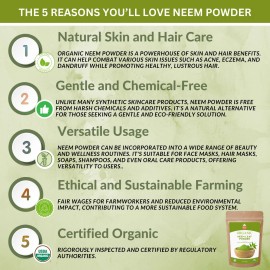 Spicy Organic Organic Neem Leaf Powder - 16 Oz. - Azadirachta Indica for Hair and Skin Care