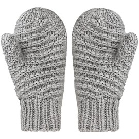 AfinderDE Women's and Men's Mittens Winter Thick Warm Knitted Windproof Gloves Mittens Wool Lined Gloves Grey