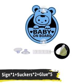 Baby on Board Stickers for Cars, Nouiroy Cute Baby Koala Baby in Car Sign Decals with 2 Suction Cups,PVC Car Stickers Baby Safety Warning Sign Waterproof Sticker (Blue(Suction up))