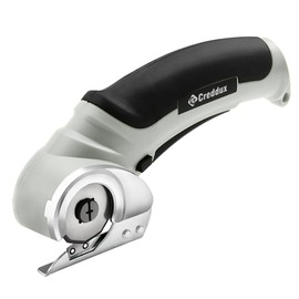 Creddux Cordless Electric Scissors, 4.2V Cardboard Cutter Tool for Cardboard Carpet Leather Packages Plastic with Rechargeable Battery Gray