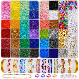 Beads for Bracelet, 18000 Pieces 3mm Beads for Jewellery, 36 Colors Heishi Beads, Set of Beads for Bracelet, Letter Beads and Accessories for Adults and Children