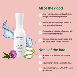 AVEGAN and Wellness Beauty Plant Based Balance Toner Vitamin Spray Moisturizing pH Balancing Toner for Face and Body