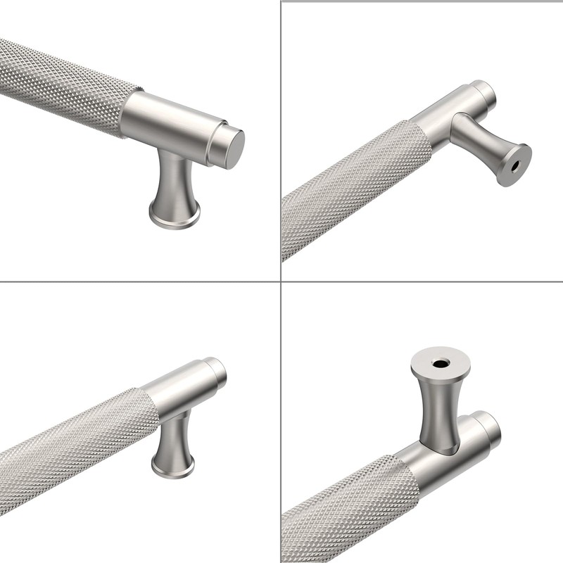 9BUILD 10 Pack Knurled Cabinet Pulls 3.75 Inch Brushed Satin