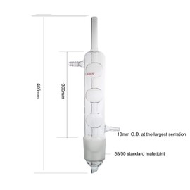 Laboy Glass Allihn Condenser Reflux for Soxhlet Extractor with 55/50 Joint 300mm in Jacket Length 405mm Overall Height Distillation Apparatus Organic Chemistry Lab Glassware