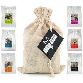 Gourmet Coffee Beans Gift Set - COFFEES OF THE WORLD | Whole Roasted Coffee Beans 600g (6 x 100g) - 6 Finest Single Origin Coffees | Hamper Style Gift Idea for Him & Her