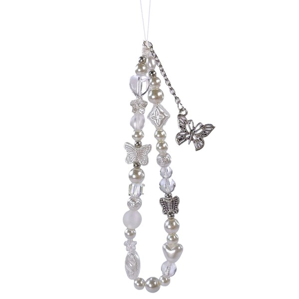 Beaded Camera Wrist Strap Cute Pearl Digital Camera Charm Lanyard,