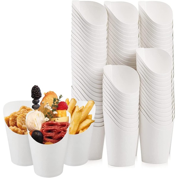 100 Pack Disposable Charcuterie Cups, 14 oz White French Fries