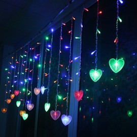 Lainin Multi-color 4M 96 LEDS 18P Hearts Love Shape LED String Curtain Light For Christmas Wedding Party Decoration Chandelier Luminarias (Colorful)