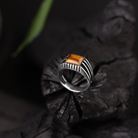 Natural Tiger Eye Stone Solid 925 Sterling Silver Special Design Elegant Ring for Men (13)
