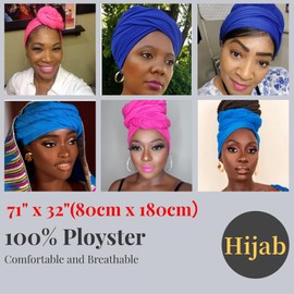 Muslim Hijab for Women Scarf Large Headscarves Soft Head Wraps Long Turban Headwraps Tie Stretch Hair Wraps Headbands 3 Pack