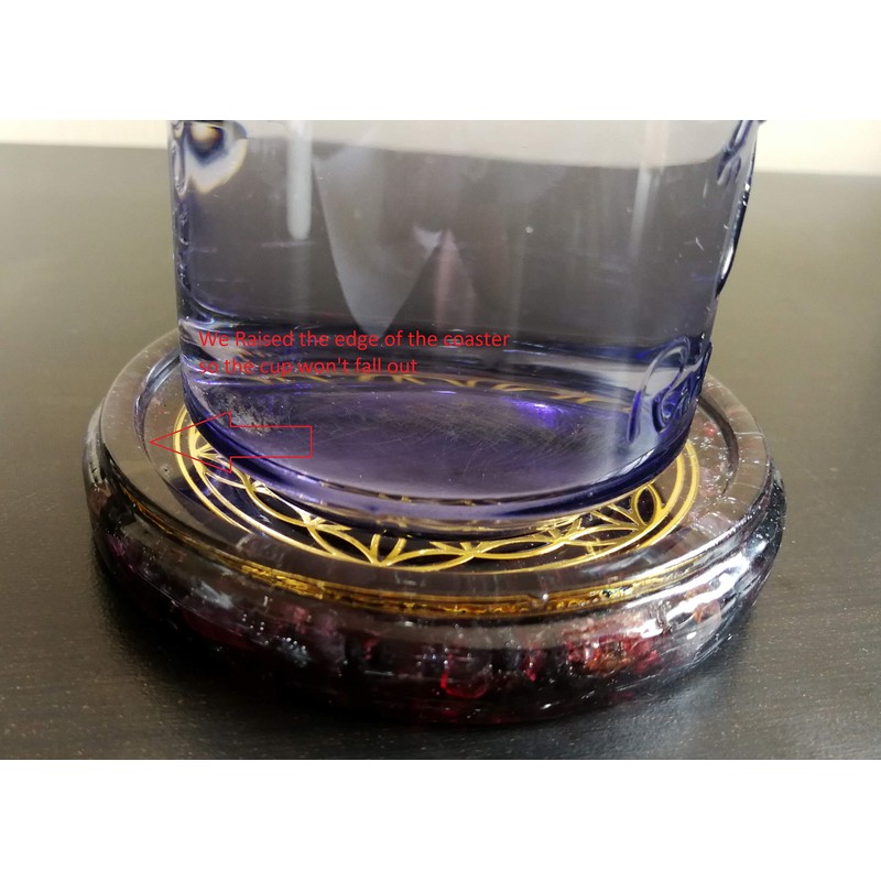 ZZYBIA LARGE 4" Garnet Crystals Flower Of Life Coaster Water