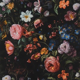 VEELIKE Black Moody Floral Wallpaper Peel and Stick Vintage Flower Wallpaper for Bathroom Bedroom 17.7''x354'' Self Adhesive Botanical Wall Paper Removable Floral Contact Paper for Cabinets Walls