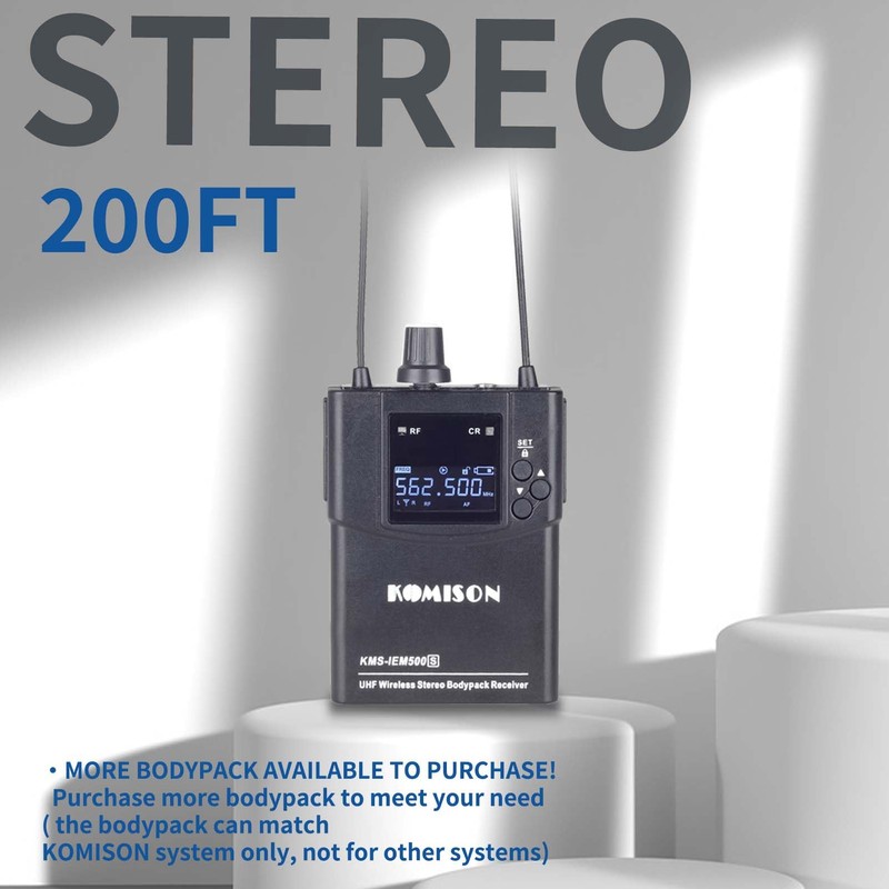 KOMISON UHF Stereo Wireless in Ear Monitor System, Wireless IEM