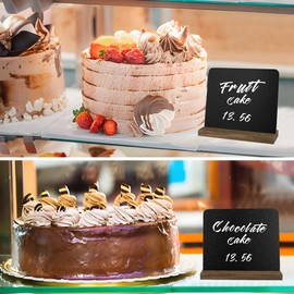 Pack of 8 Slate Board for Writing on, Small Chalkboard with Rustic Wooden Stands, Buffet Signs, Price Tags, Stand, Drinks Card for Bar, Cafe, Birthday, Wedding, Includes 3 Pens (Style 2)