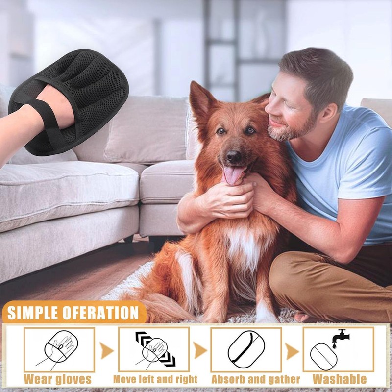 Static Dual Size Pet Fur Remover Gloves Washable for Cat
