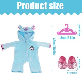 XPEX Doll Clothes Set Overalls for Baby Doll, Doll Clothes with Hanging Stockings, 35-43 cm Doll Clothes for Newborn Doll's Birthday