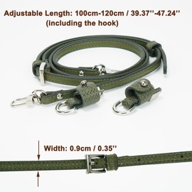FLYAMAPIRIT Shoulder Strap for Longchamp Bags, Women, Leather Strap Conversion Kit, Adjustable Replacement Strap for Purse, Handbags etc., Forest Green + Silver Hook, 0,9 cm breit